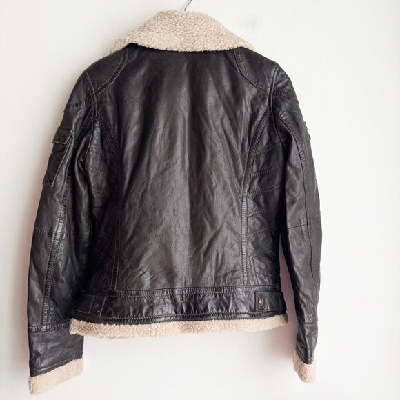 Wonder Woman Dark Brown Leather Fur Trim Pilot Jacket M - Picture 5 of 8